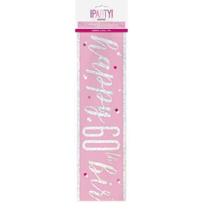 Pink Glitz 'Happy 60th Birthday' Banner