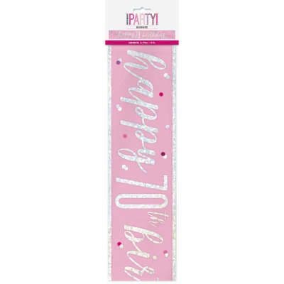 Pink Glitz 'Happy 70th Birthday' Banner