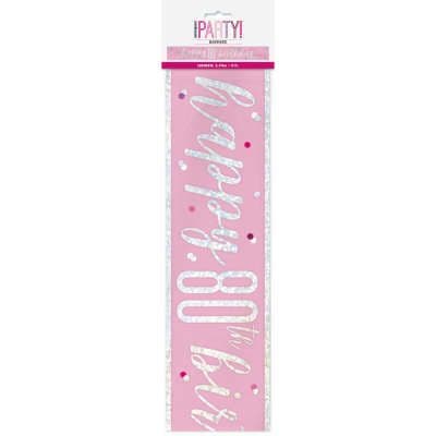 Pink Glitz 'Happy 80th Birthday' Banner