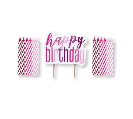 Pink Glitz Happy Birthday Candles