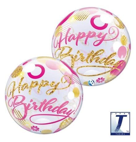 Pink & Gold Dots Bubble Balloon
