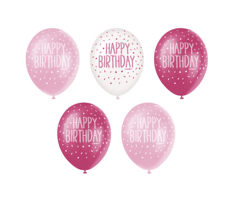 Pinks Birthday Balloons 5 Pack