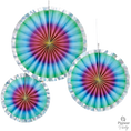 Pioneer Party Rainbow Ombre Paper Fans Decorations