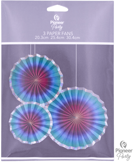 Pioneer Party Rainbow Ombre Paper Fans Decorations
