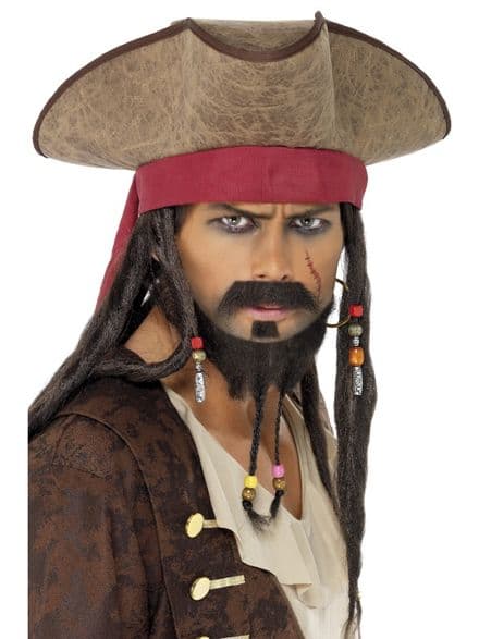 Pirate Leather Look Hat With Attached Dreadlocks
