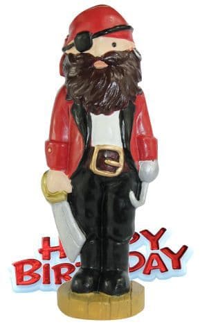 Pirate Resin Topper with Happy Birthday Motto