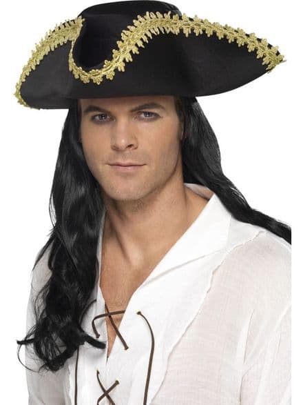 Pirate Tricorn Hat with Gold Trim