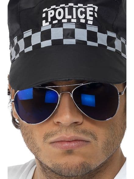 Police Aviator Specs Blue Mirrored Lenses