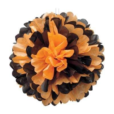 Puff Ball Decoration In Black & Orange