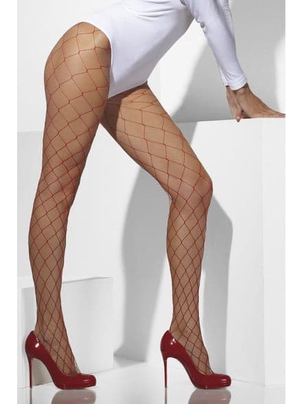 Red Diamond Net Tights
