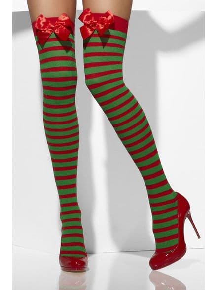 Red & Green Striped Opaque Hold-Ups