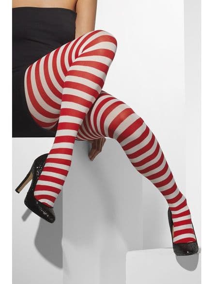 Red & White Striped Tights