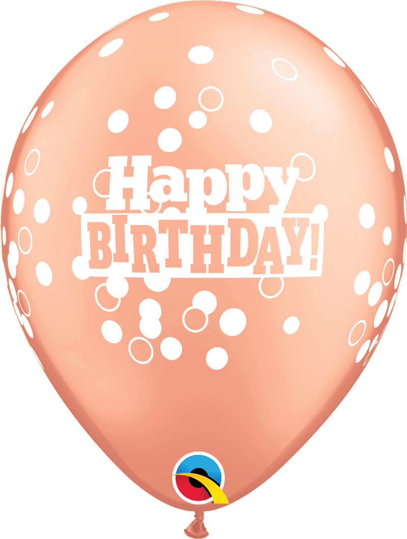 Rose Gold Confetti Happy Birthday Print Latex Balloons