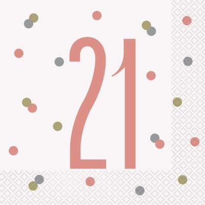 Rose Gold Glitz '21' Paper Party Luncheon Napkins