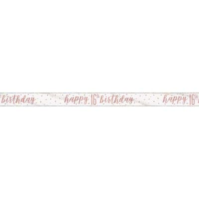 Rose Gold Glitz 'happy 16th birthday' Banner