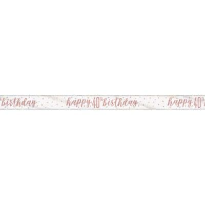 Rose Gold Glitz 'happy 40th birthday' Banner