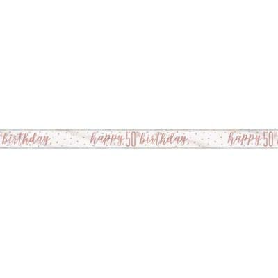 Rose Gold Glitz 'happy 50th birthday' Banner