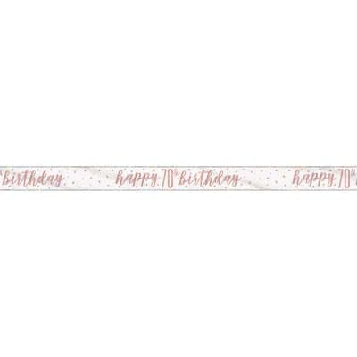 Rose Gold Glitz 'happy 70th birthday' Banner