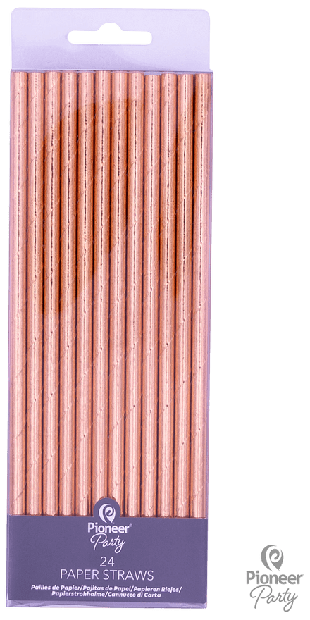 Rose Gold Metallic Paper Drinking Straws