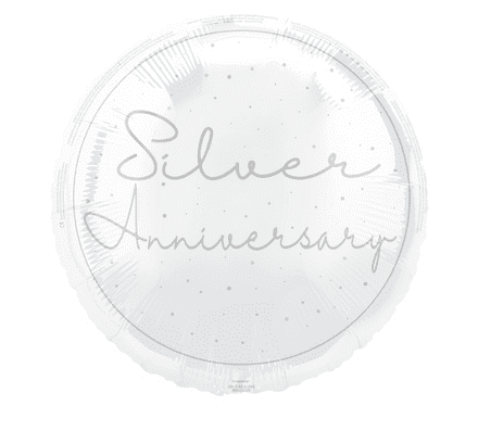Silver 25th Anniversary Foil Helium Balloon