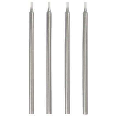 Silver Birthday Cake/ Anniversary Cake Candles 12 Pack