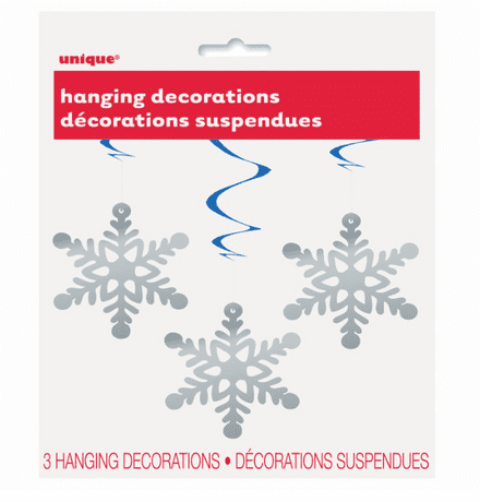 Silver Hanging Snowflake Swirls