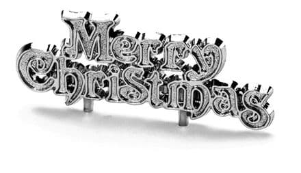 Silver Merry Christmas Cake Topper