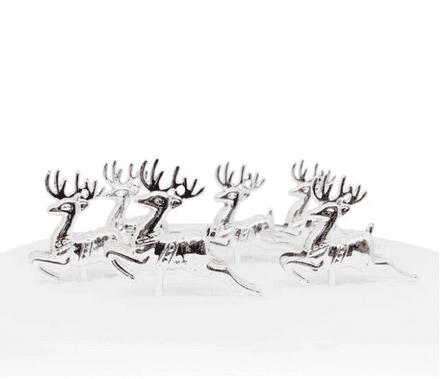 Silver Reindeer Cake Toppers