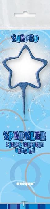 Star Shaped Cake Sparkler In Blue
