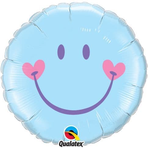 Sweet Smile Face Pale Blue Foil Helium Balloon