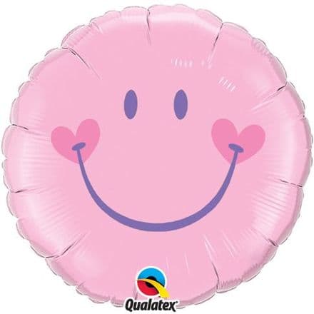 Sweet Smile Face Pale Pink Foil Helium Balloon