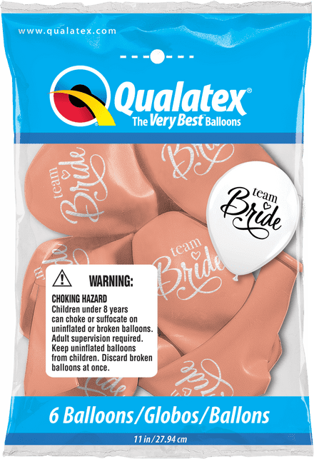 Team Bride Rose Gold Balloons 6 Pack