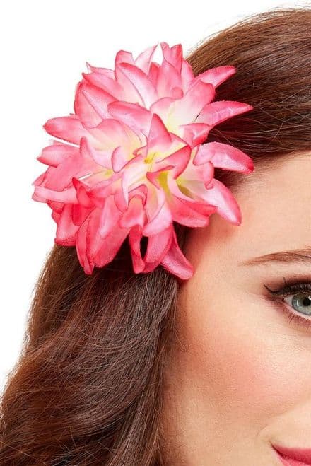 Tropical Hawaiian Pink Flower Hair Clip