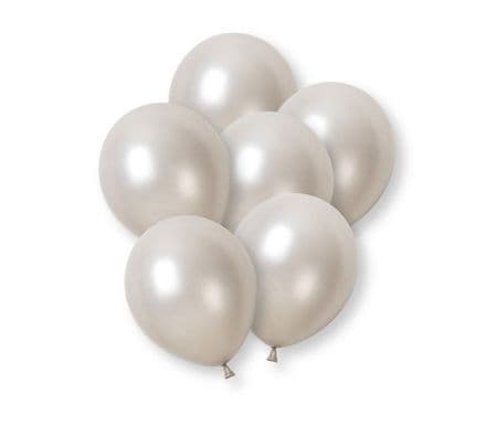 Unique 12" Latex Balloons - Pearl Silver 8pk