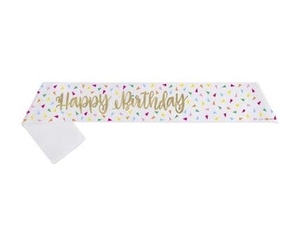 Unique Happy Birthday Gold Script Sash