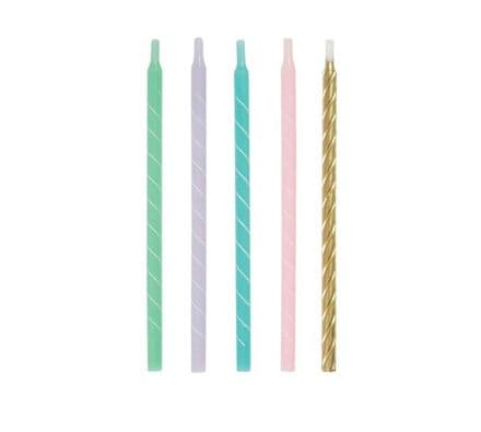 Unique Multi-Colour Spiral Cake Candles 12 Pack