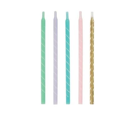 Unique Pastel Assorted CakeCandles 12 Pack. 