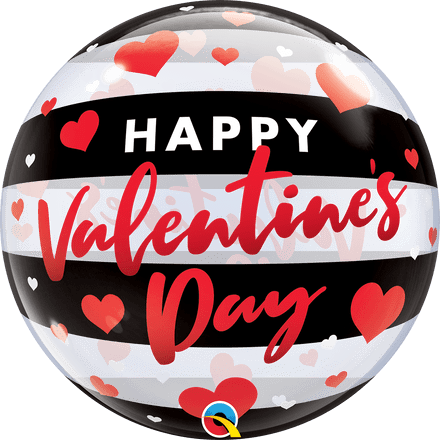 Valentine's Day Black Stripes Bubble Balloon