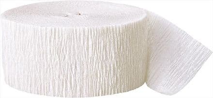 White Crepe Paper Streamer Roll 81ft