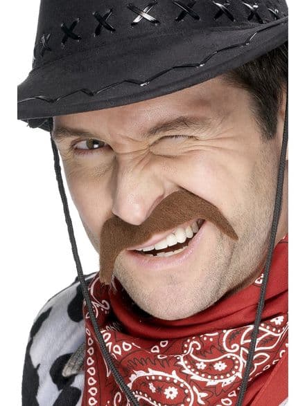 Wild West Cowboy Moustache Brown