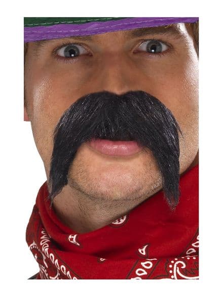 Wild West Gringo Bushy Moustache Black