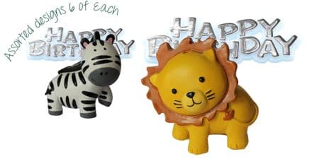 Zebra Resin Topper with Happy Birthday Motto