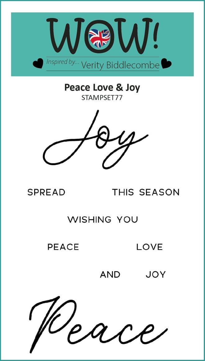 Peace Love & Joy (by Verity Biddlecombe) - Clear Stamp Set (A7)