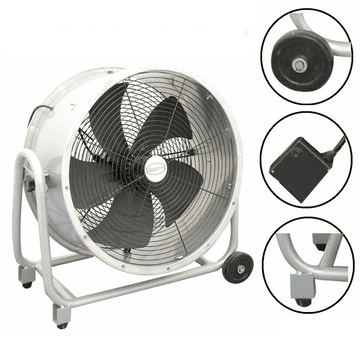 Industrial Portable Cooling Drum / Barrel Fan with Wheels High Velocity Air Circulation Fan