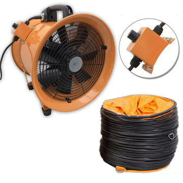 Portable Ventilator Axial Blower Workshop Extractor Fan with 5 meter Air Duct Hose