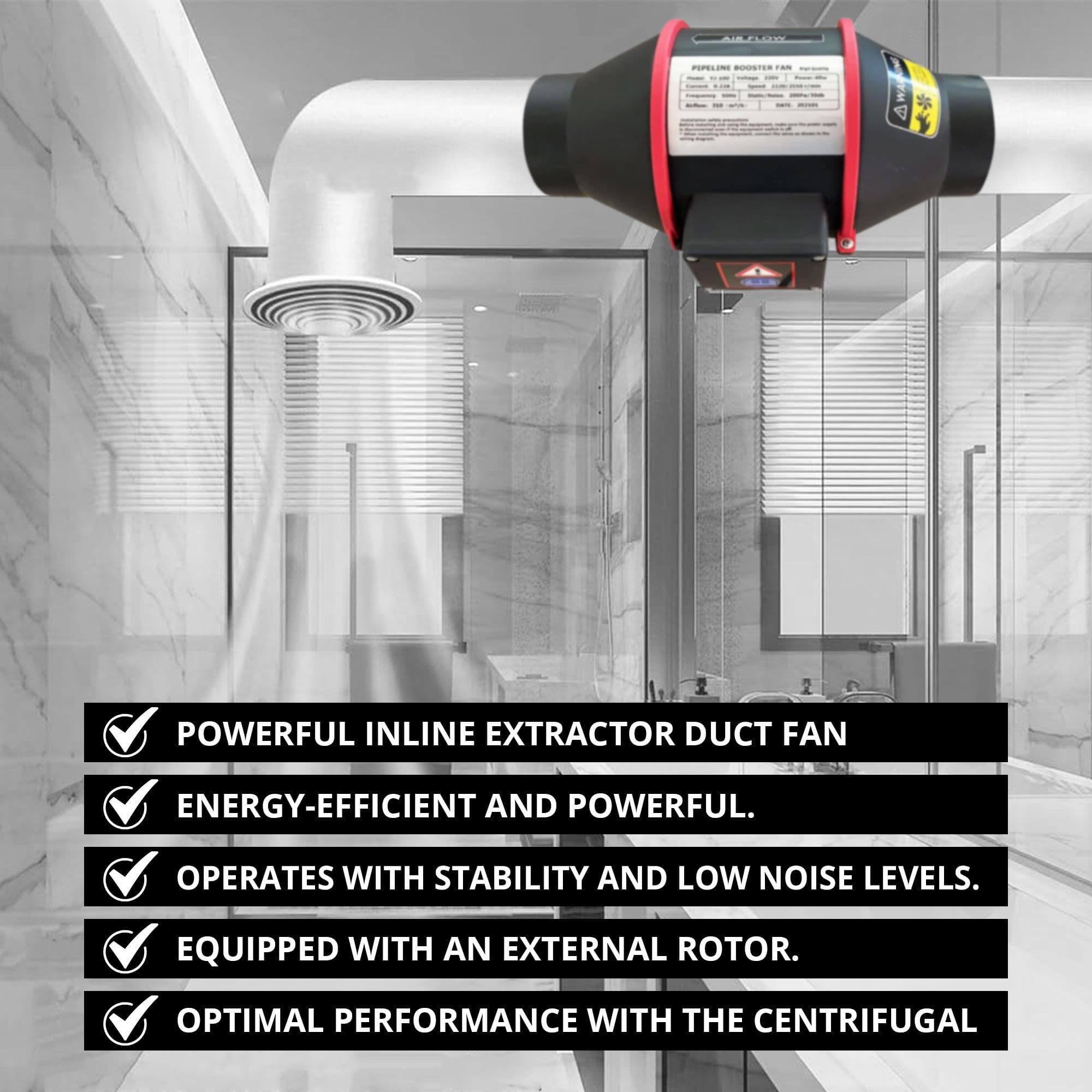 Hon&Guan 6 Inch Inline Duct Fan With Speed Controller - 311 CFM Low Noise Ventilation Fan
