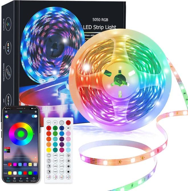 Smart LED Strip Lights 5m/10m | RGB Music Sync Lights with App & Remote