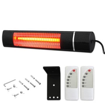 Wall Mounted Carbon Infrared Patio Heater 2000W | Outdoor & Indoor Electric Heater, IP65 Remote
