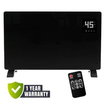 WiFi Smart Glass Panel Heater 1500W/2000W – Wall-Mounted or Freestanding – Black/White