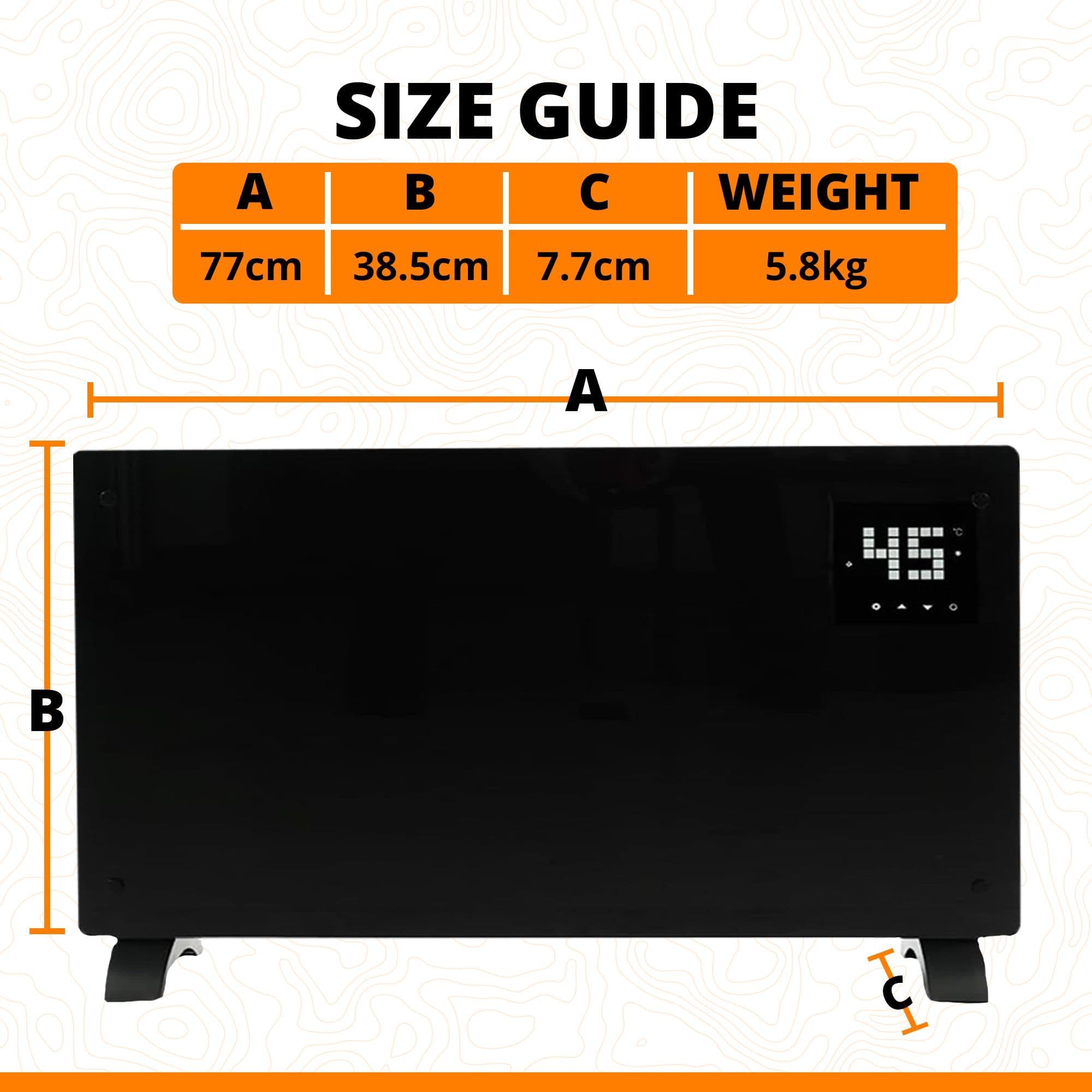 WiFi Smart Glass Panel Heater 2000W – Black or White